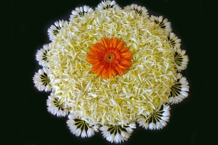 Diwali Rangoli Design with Flowers 2020